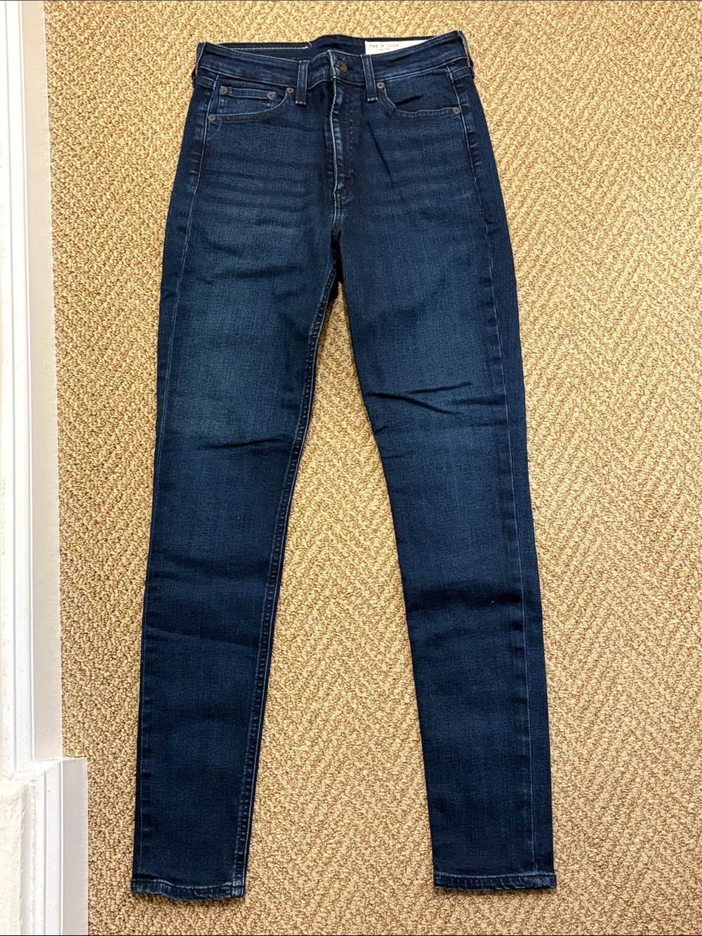 rag & bone Dark Blue Ankle Crop Skinny Jeans